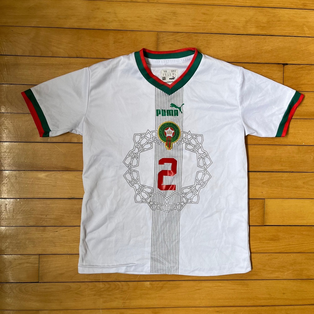 Puma Morocco National Team Hakimi 2 Away Jersey White Slim Fit Youth Size 10